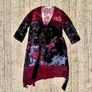 RACHEL Rachel Roy Womens Multi-Tone Abstract Shift Dress in Dark Mulberry